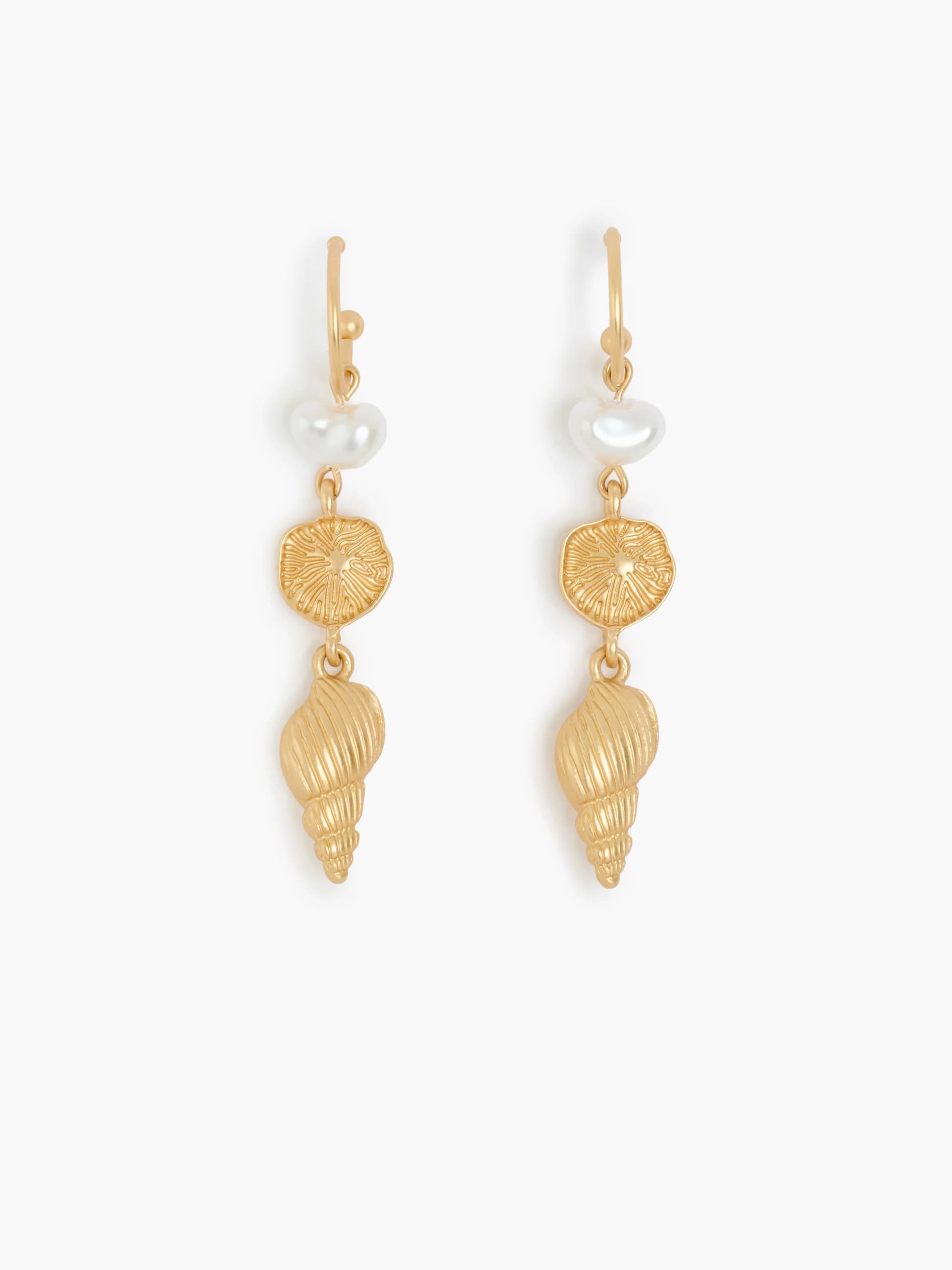 French Connection Gold Sea Charm Drop Hoop EarringsGold Multi