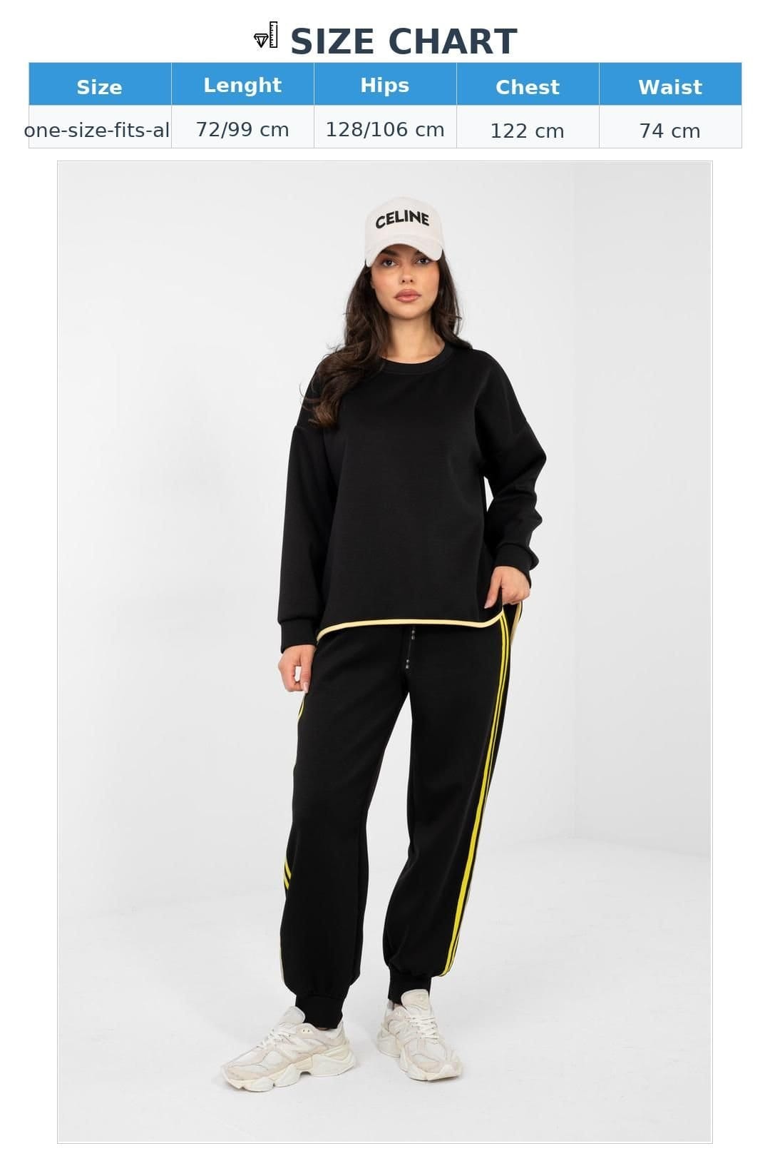 Love Lace Love Lace Women's Everyday Striped Hoodie & Jogger Set Style 224615 in Black - 4