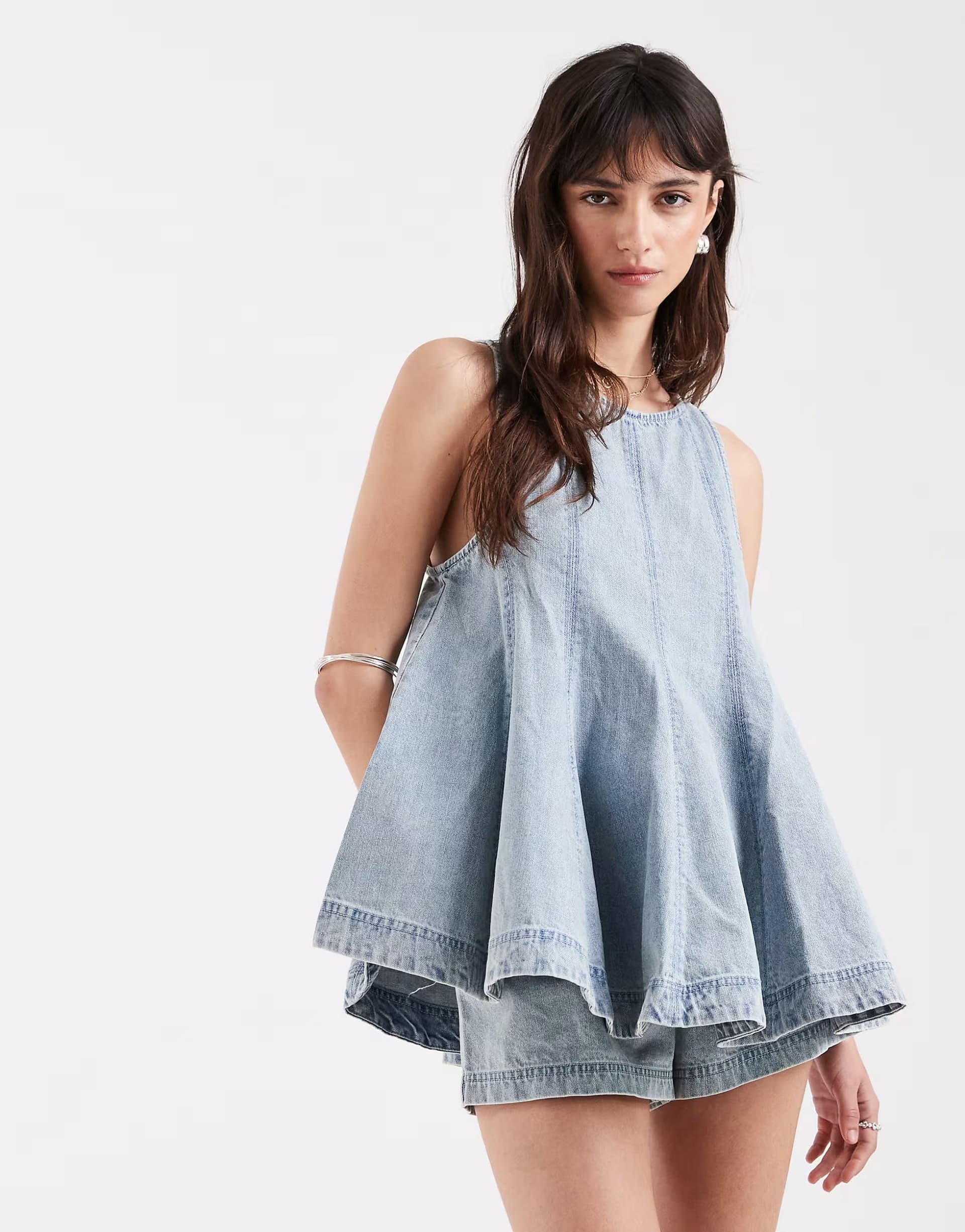 ASOS Free People casius denim set in bleackout blue