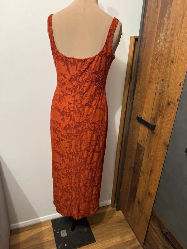 ASOS Design ruched bust corset detail midi dress in rust burnout size 10 - 1