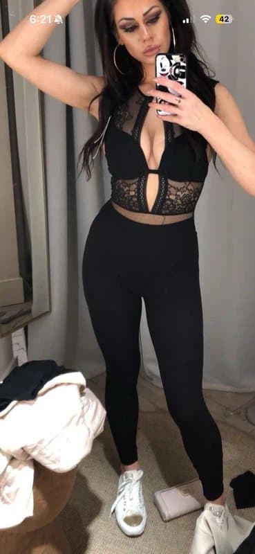 Zara H&M Black lace bodysuit with built in padded bra