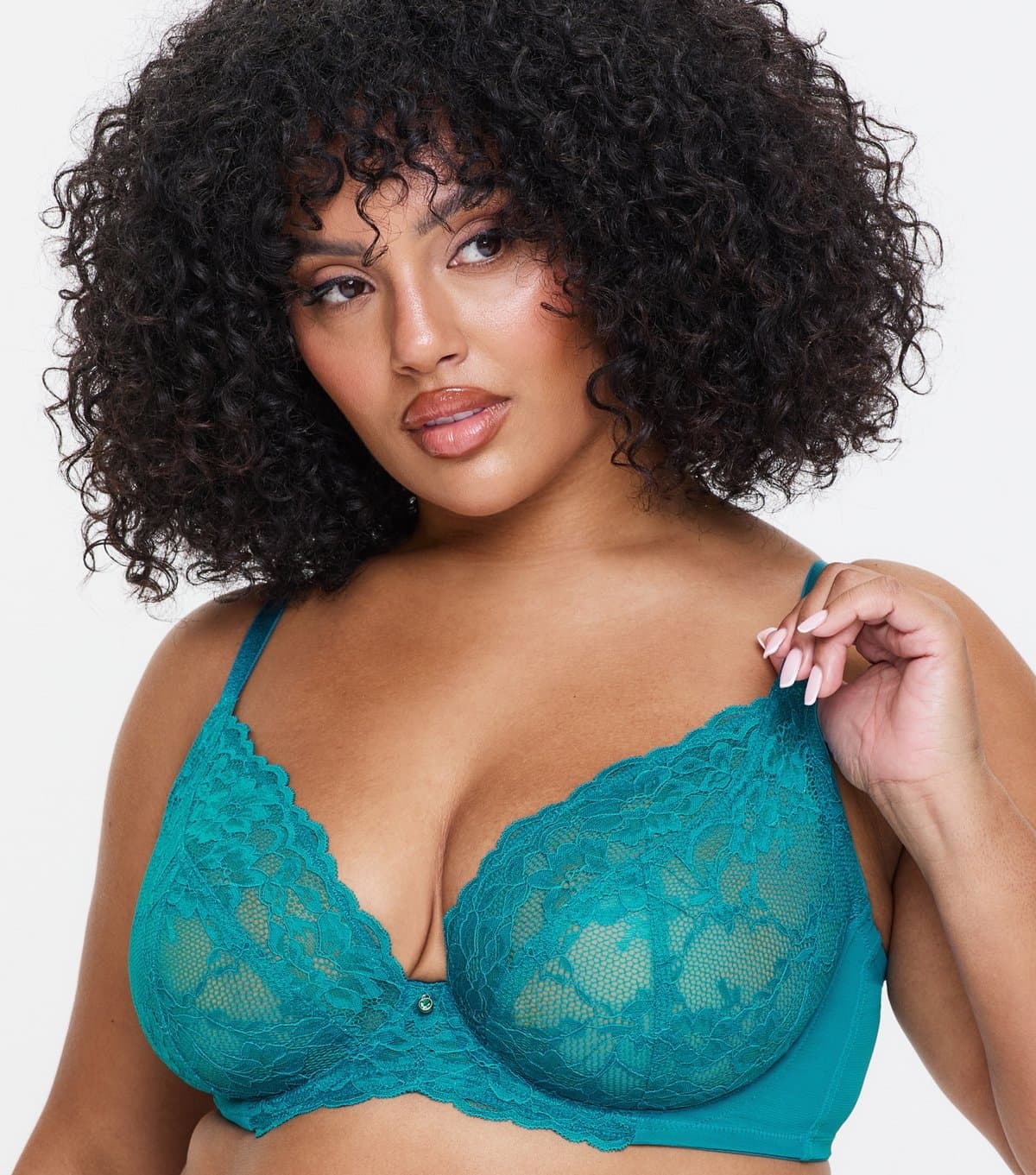 Ann Summers Women's Dark Blue Lace Fuller Bust Non Padded Plunge Bra Ann Summers New Look