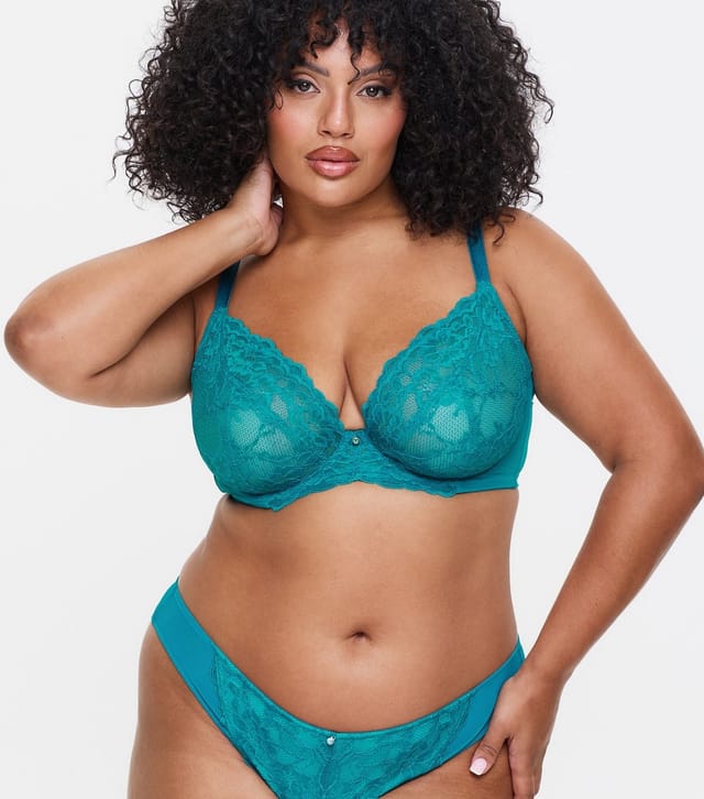 Ann Summers Women's Dark Blue Lace Fuller Bust Non Padded Plunge Bra Ann Summers New Look - 2