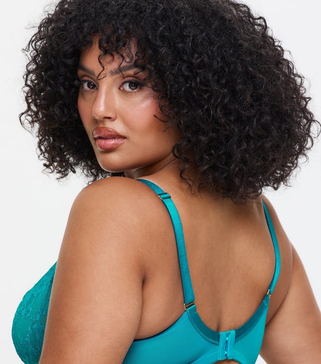 Ann Summers Women's Dark Blue Lace Fuller Bust Non Padded Plunge Bra Ann Summers New Look - 3