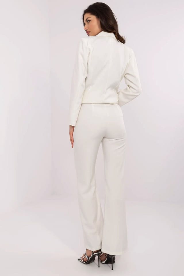 Love Lace Love Lace Women's Elegant High Waist Flared Trousers with Belt Style 209182 in White - 3