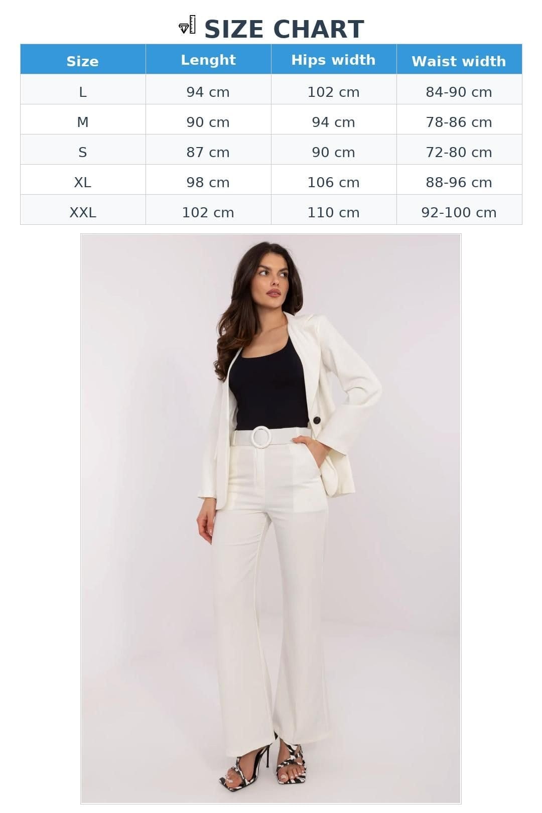 Love Lace Love Lace Women's Elegant High Waist Flared Trousers with Belt Style 209182 in White - 4