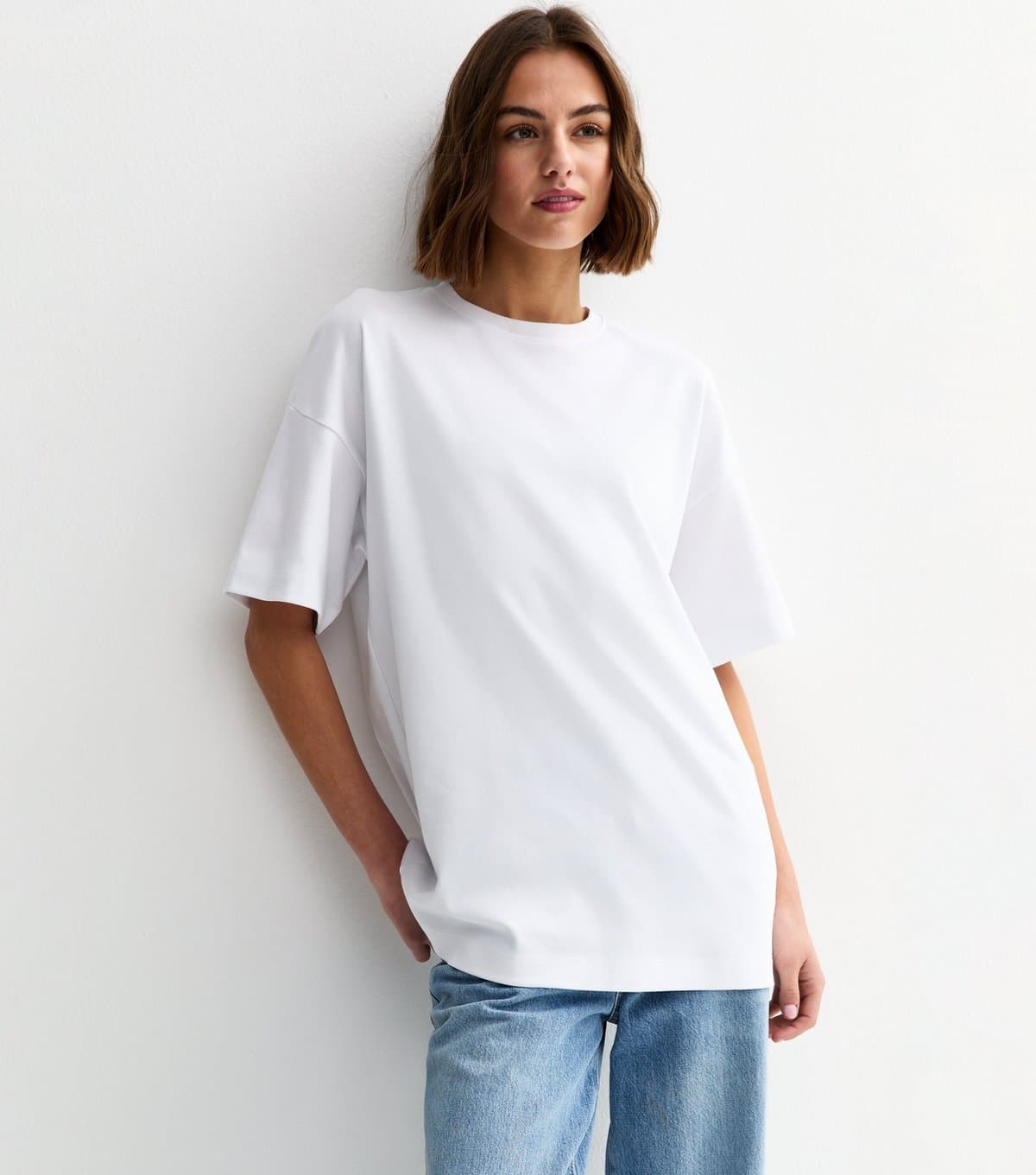 New Look Women's Premium White Oversized Heavyweight Cotton T-Shirt New Look