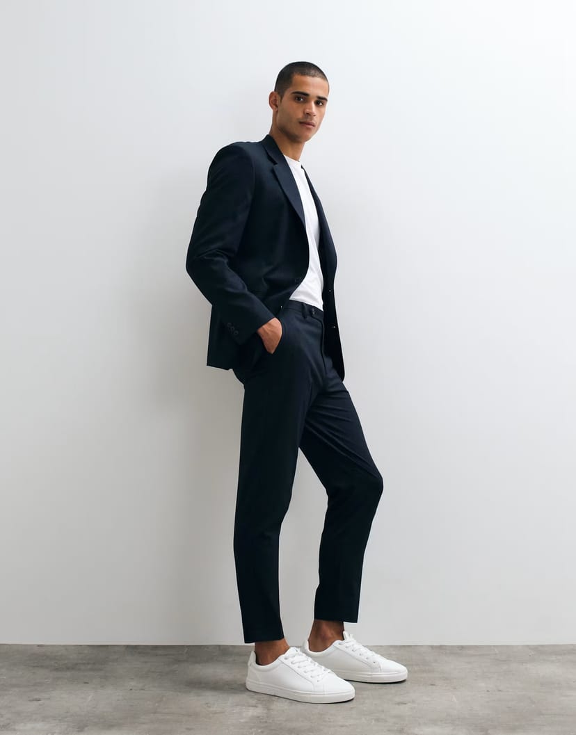ASOS ASOS DESIGN tapered suit trousers in navy pinstripe - 1