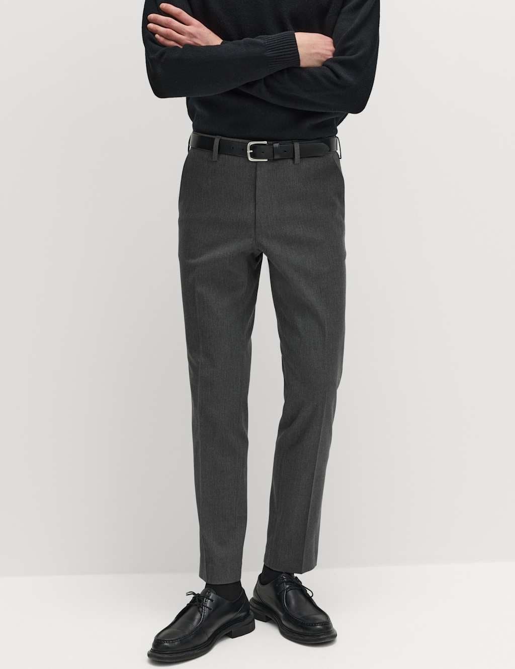 Marks & Spencer M&S Slim Fit Smart Stretch Trousers Charcoal