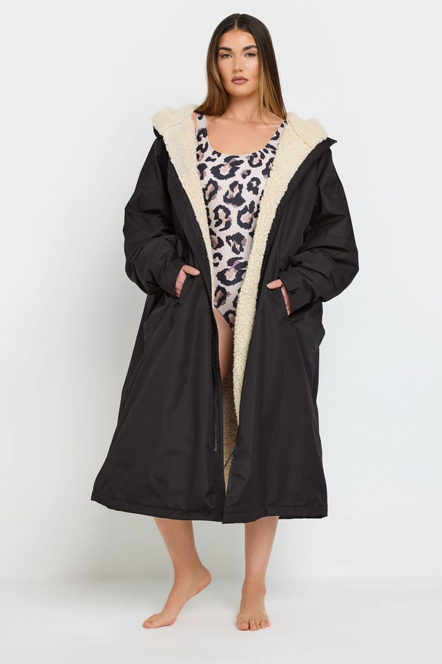 Long Tall Sally Long Tall Sally Women's Tall Waterproof Fleece Lined Robe in Black - 3
