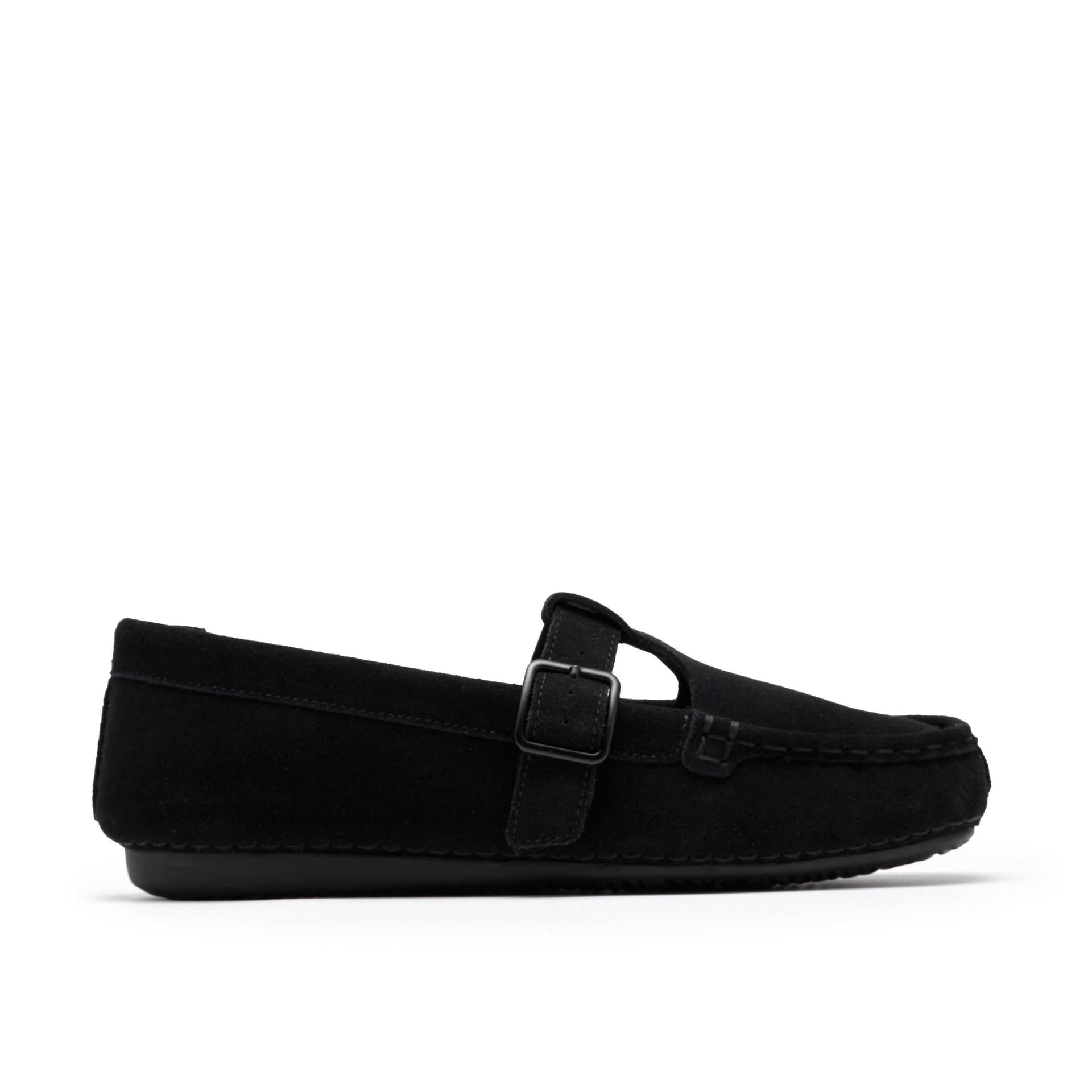 Clarks Clarks Women's Freckle T Bar Black Suede T Bar Shoes, Slip Ons