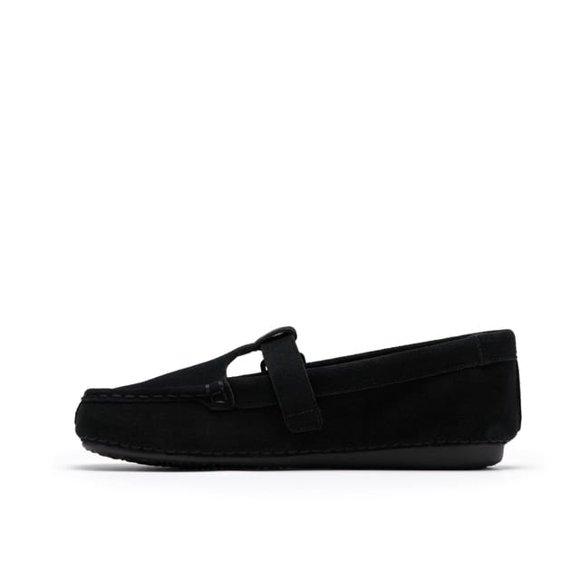 Clarks Clarks Women's Freckle T Bar Black Suede T Bar Shoes, Slip Ons - 2