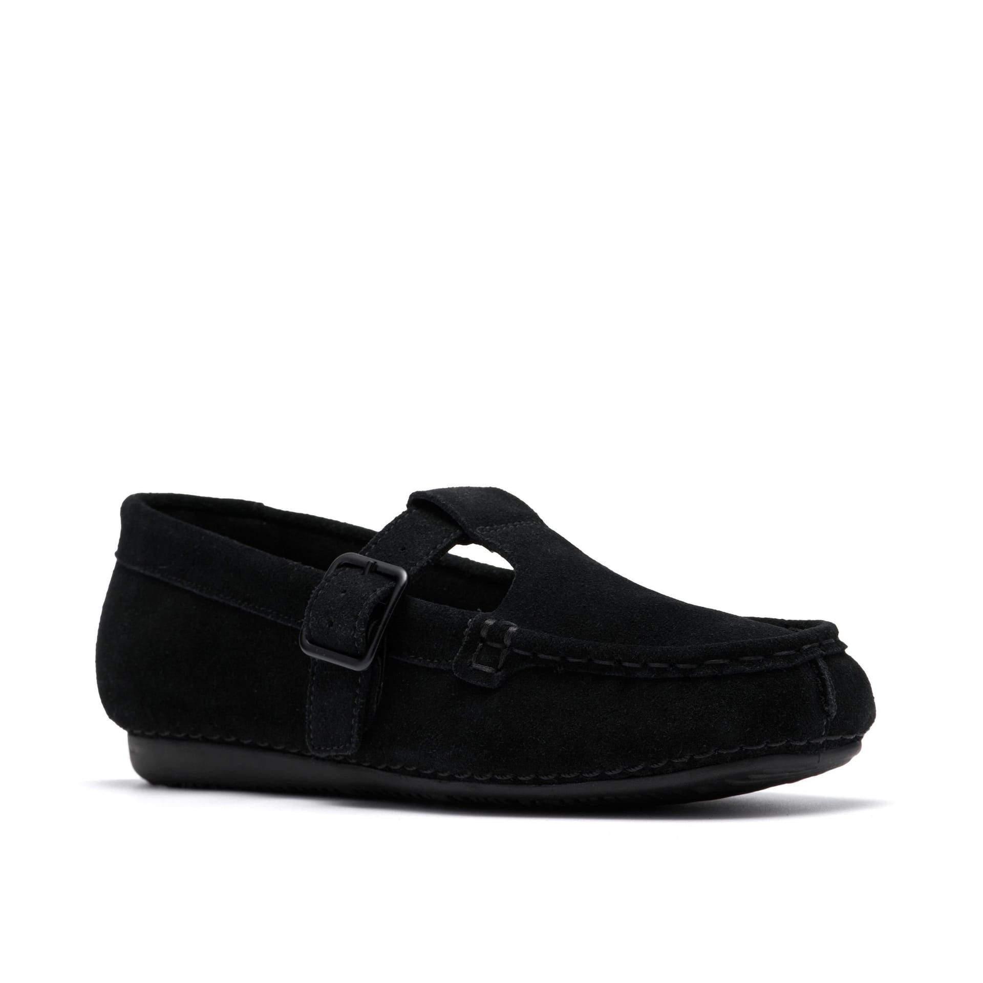 Clarks Clarks Women's Freckle T Bar Black Suede T Bar Shoes, Slip Ons - 4