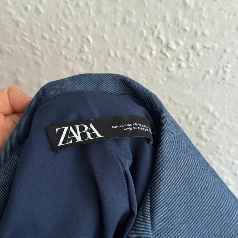 Zara Women’s Zara Cropped Utility Blue Snap Front Cotton Jacket - Size XS