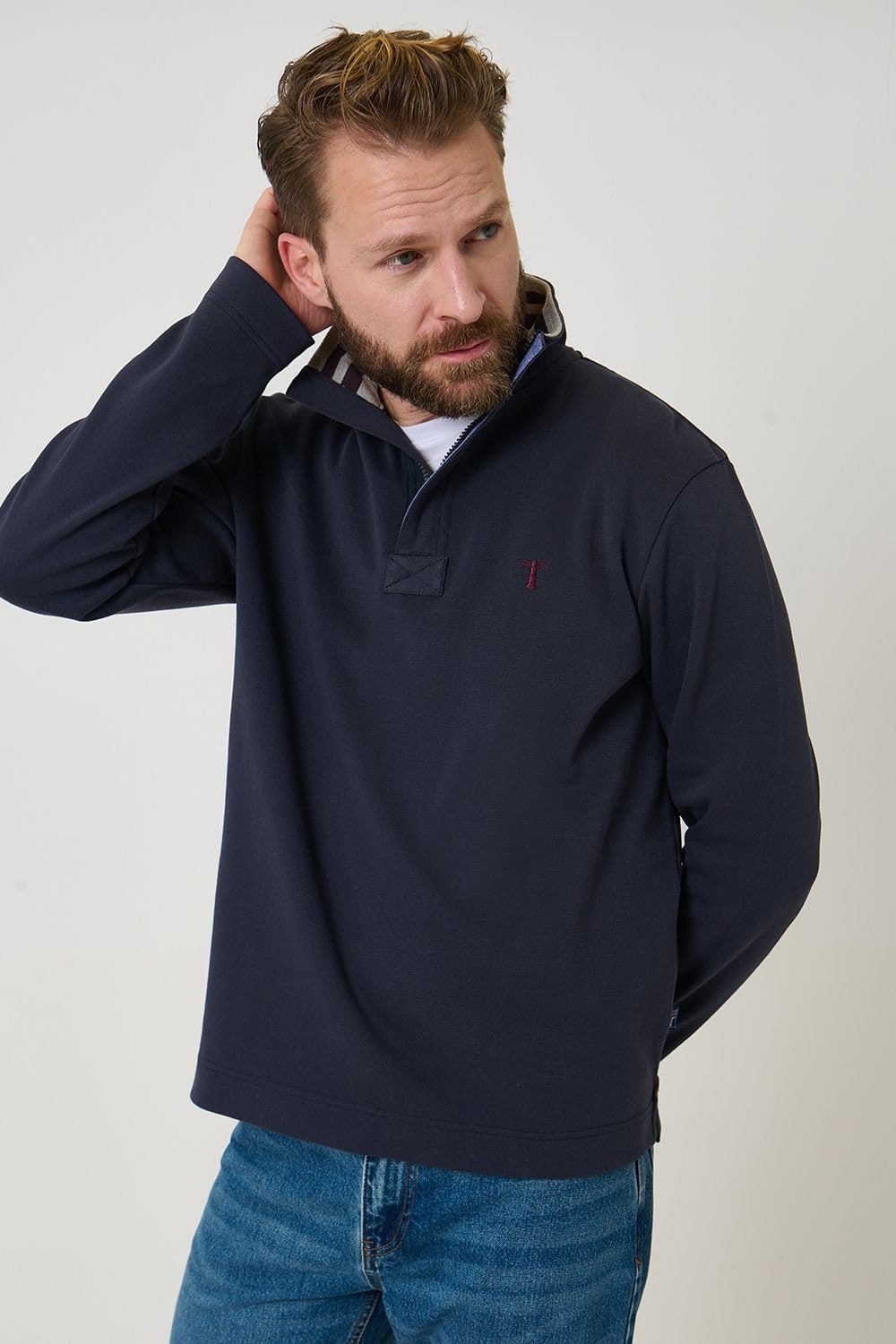 Saltwell Saltwell Men's Quarter Zip Sweatshirt in Dark Navy - 1
