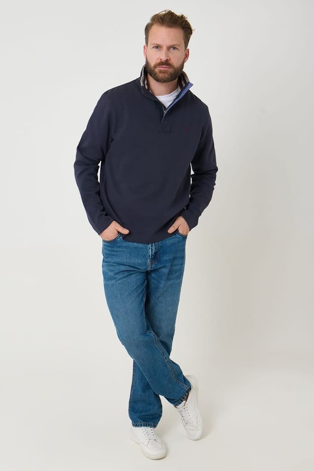 Saltwell Saltwell Men's Quarter Zip Sweatshirt in Dark Navy - 3