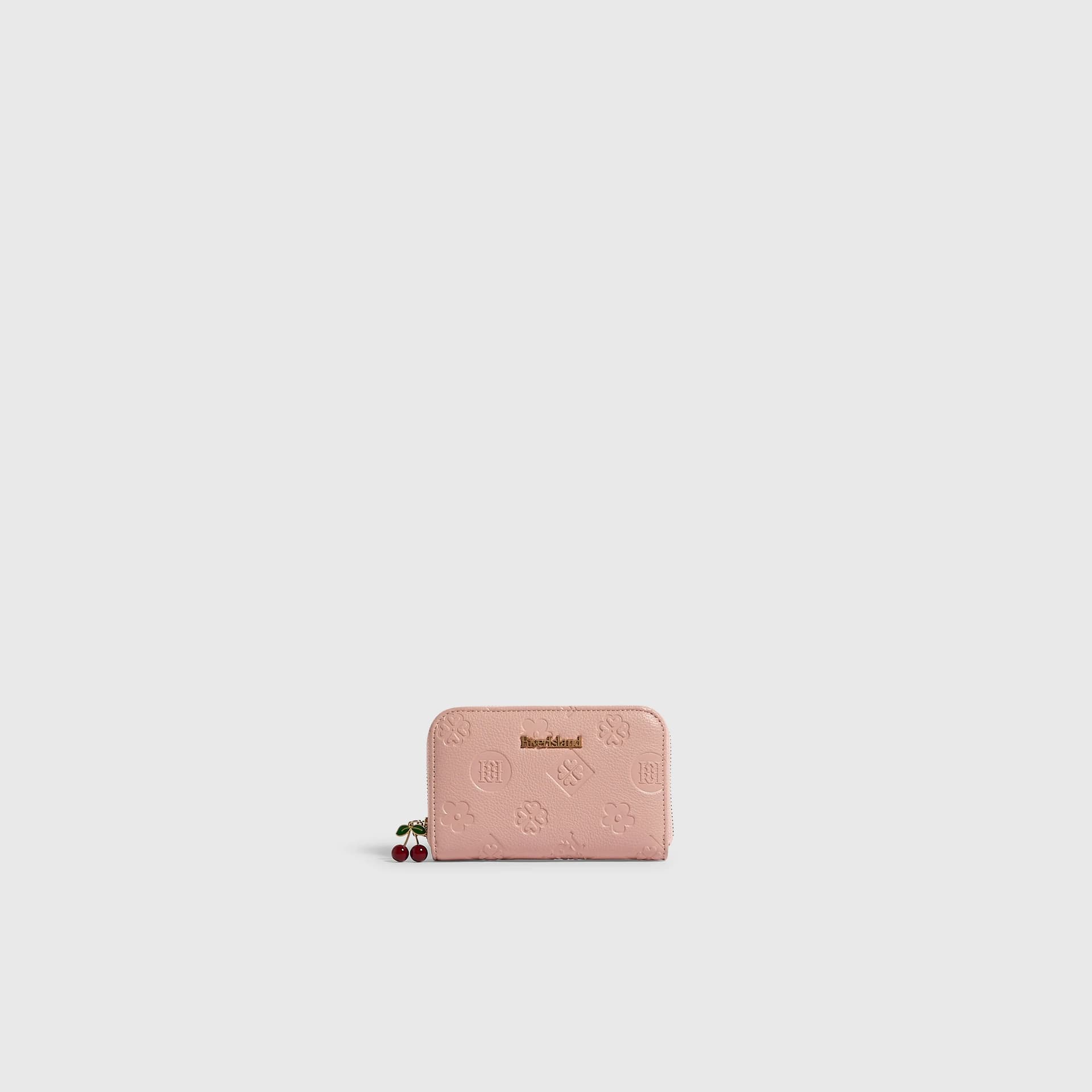River Island River Island Womens Pink Grain Monogram Medium Embossed Purse