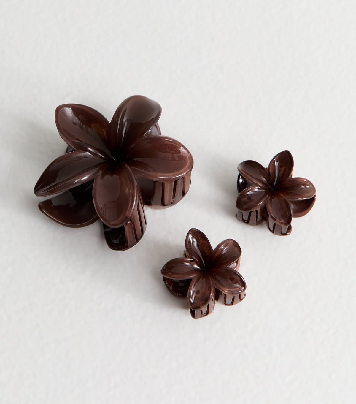 New Look Pack of 3 Brown Ombre Flower Hair Clips New Look