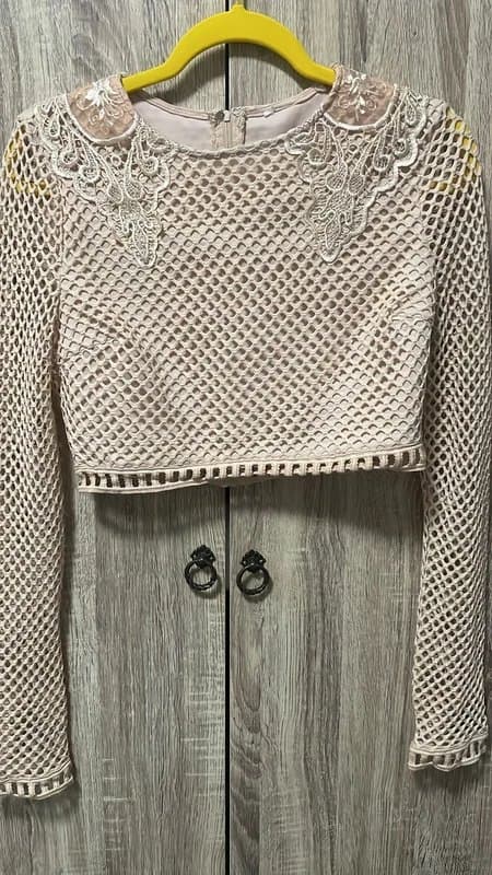 Missguided Black Missguided long sleeve cream crop top, S 10