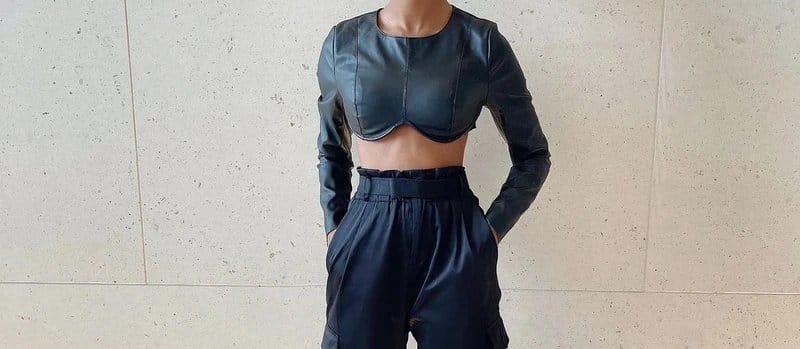 ASOS Black Faux Leather Bralette Top