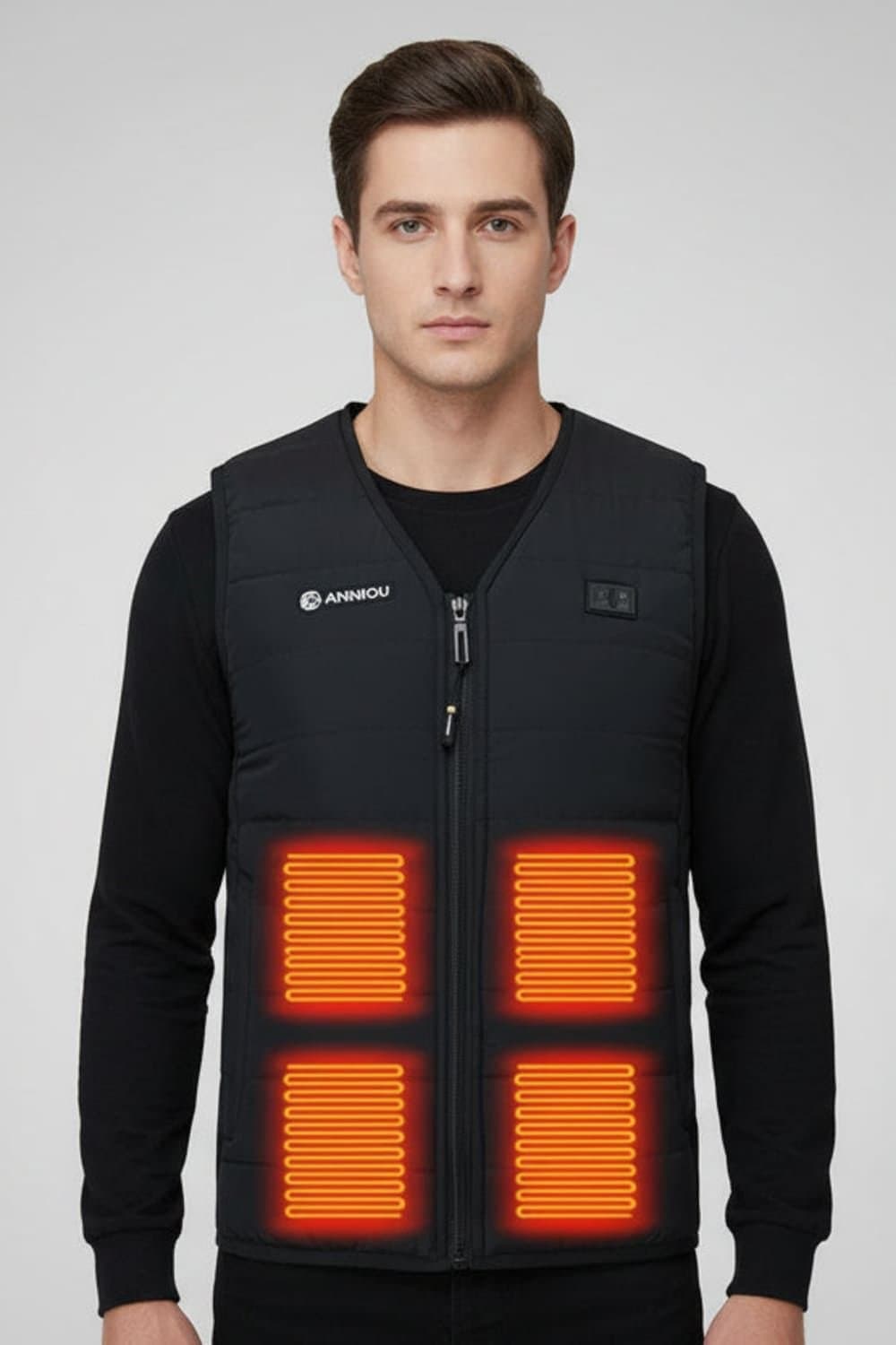 Anniou Anniou Men's Men's V-Neck Heated Gilet in Black
