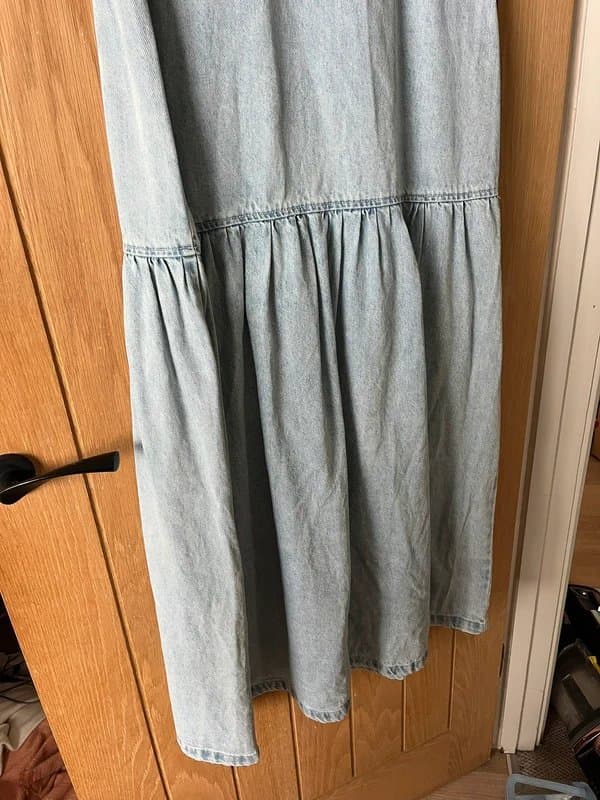 ASOS ASOS Design Sleeveless Denim Midi Dress with Drop Waist Size 14