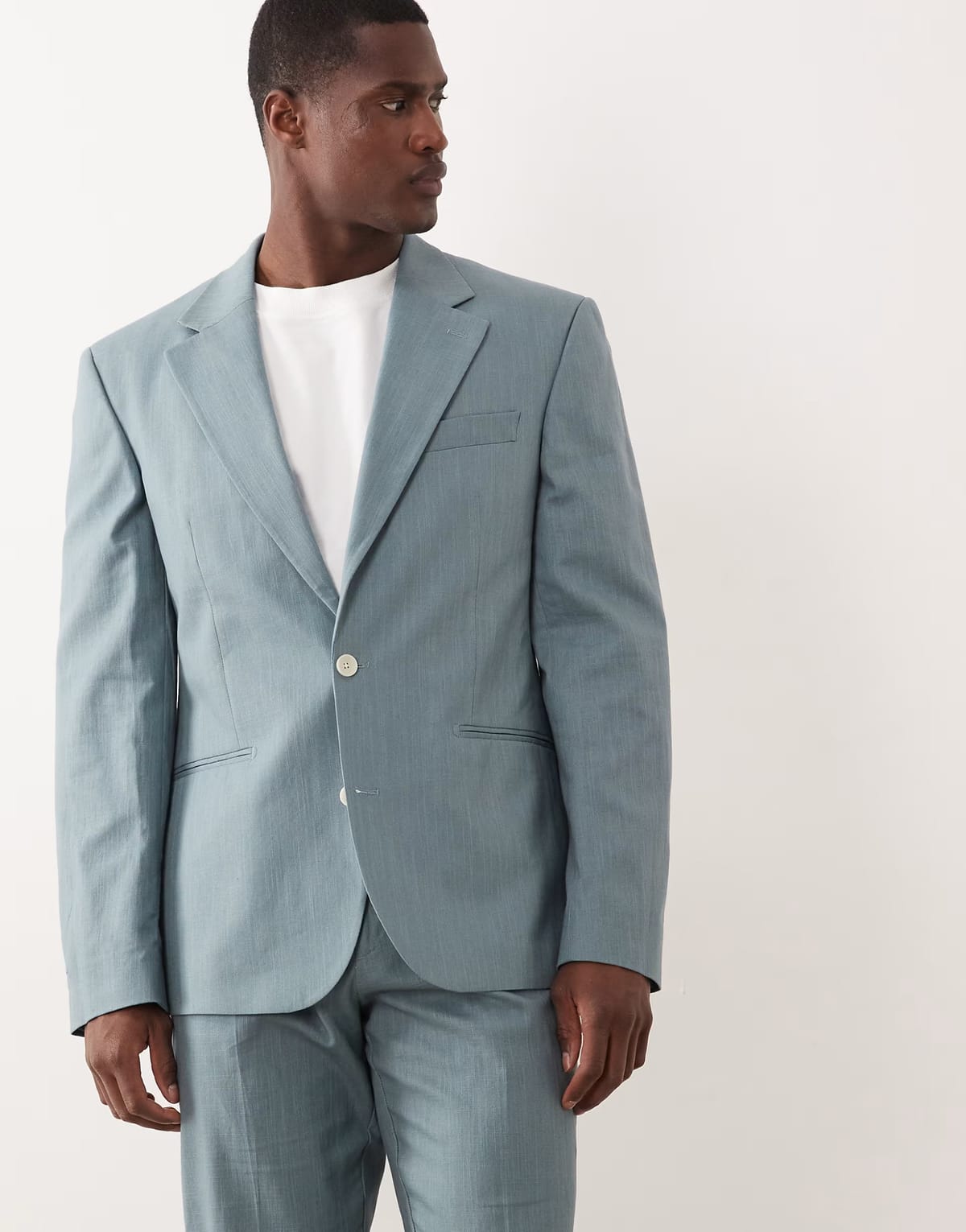 ASOS ASOS DESIGN 100% cotton linen look slim suit jacket in blue - 1