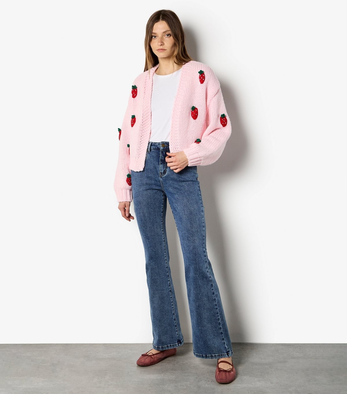 Apricot Women's Pink Strawberry Motif Knitted Cardigan Apricot New Look - 2