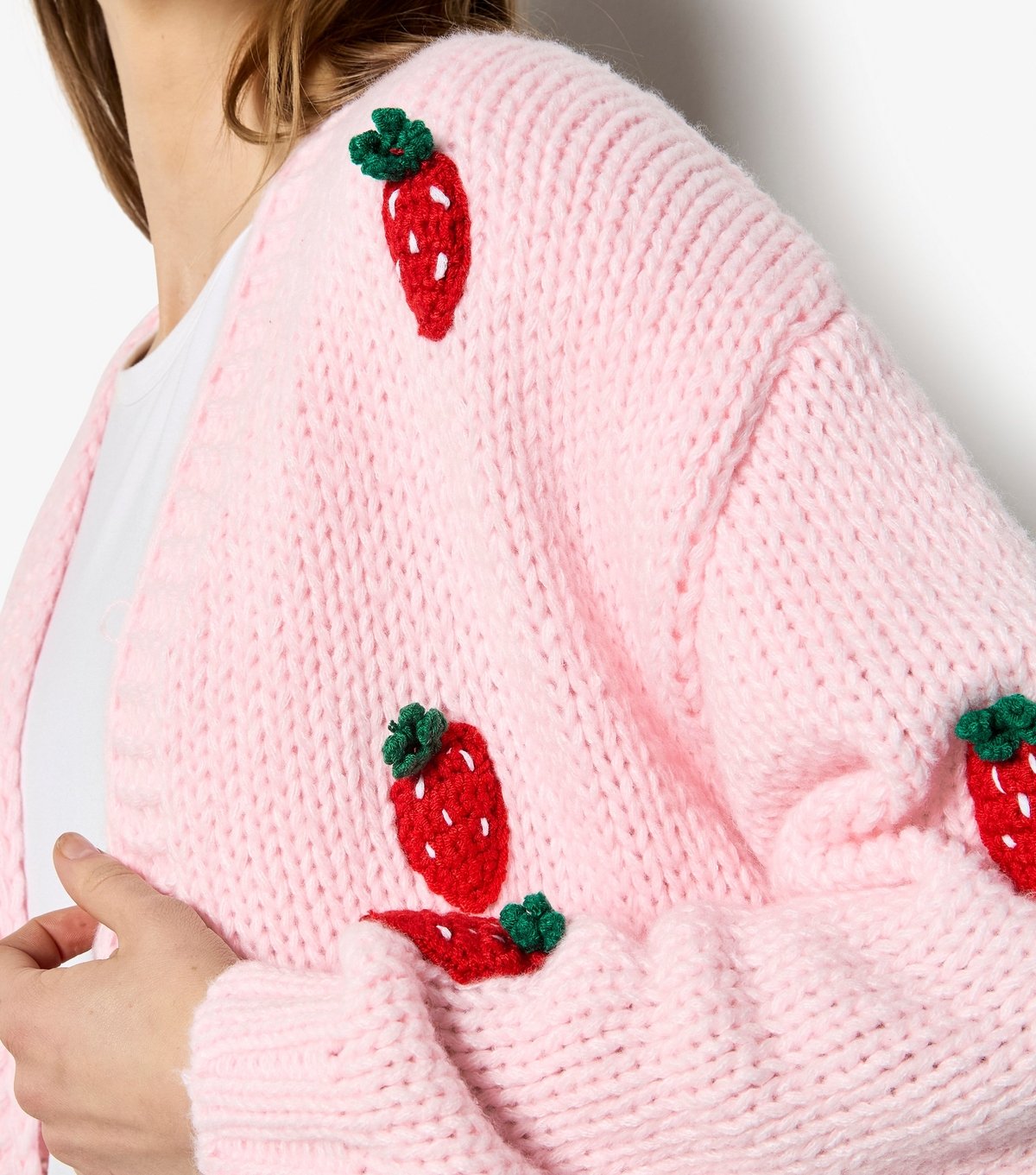 Apricot Women's Pink Strawberry Motif Knitted Cardigan Apricot New Look - 4