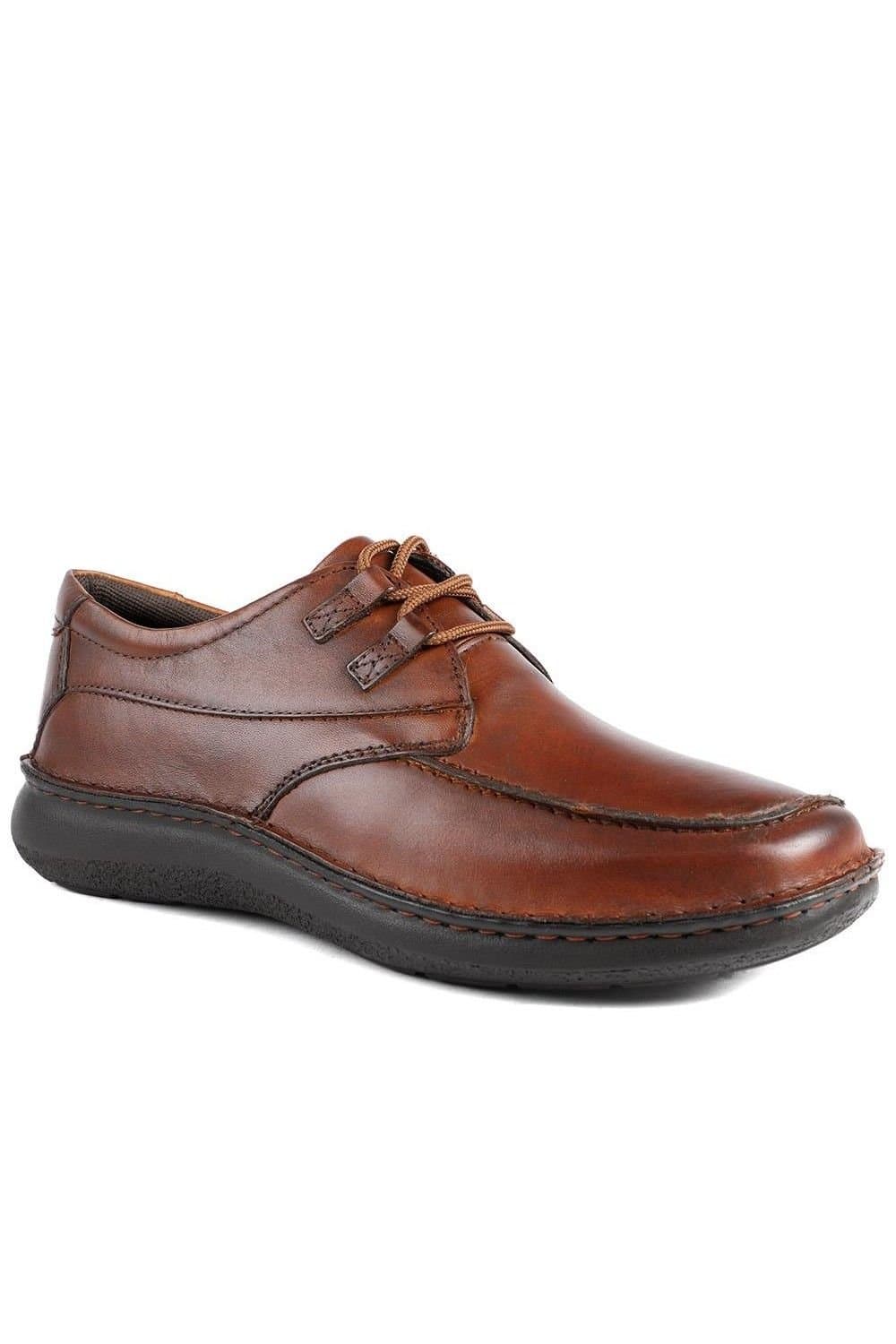 Pavers Pavers Men's Wide Fit Leather Casual Lace Up Shoes in Brown