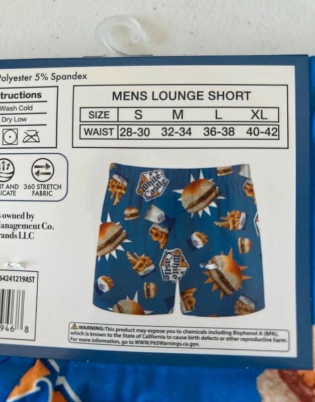 White Castle White castle, large men’s lounge shorts