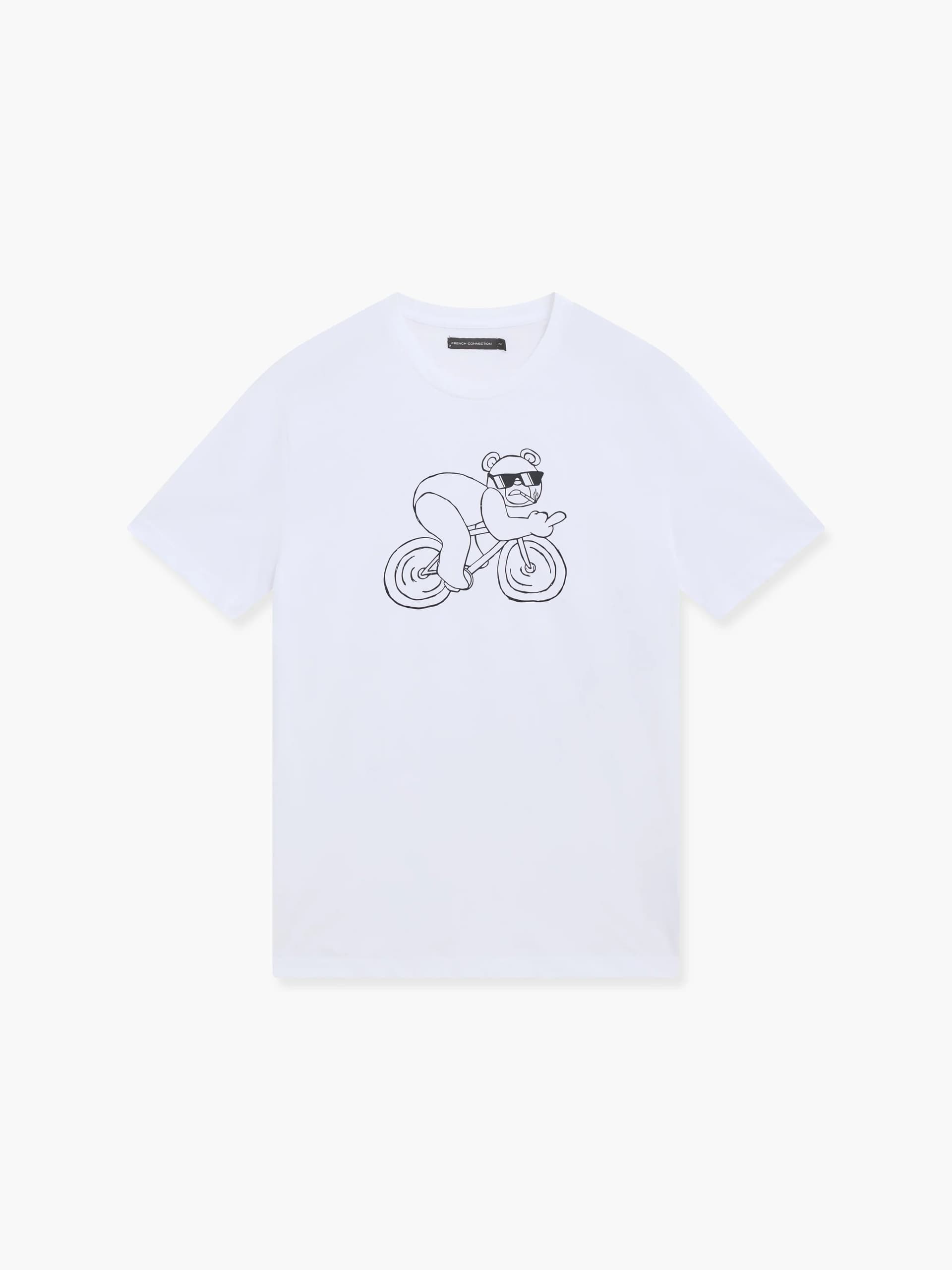 French Connection Bike Rude Bear T-Shirt White Black