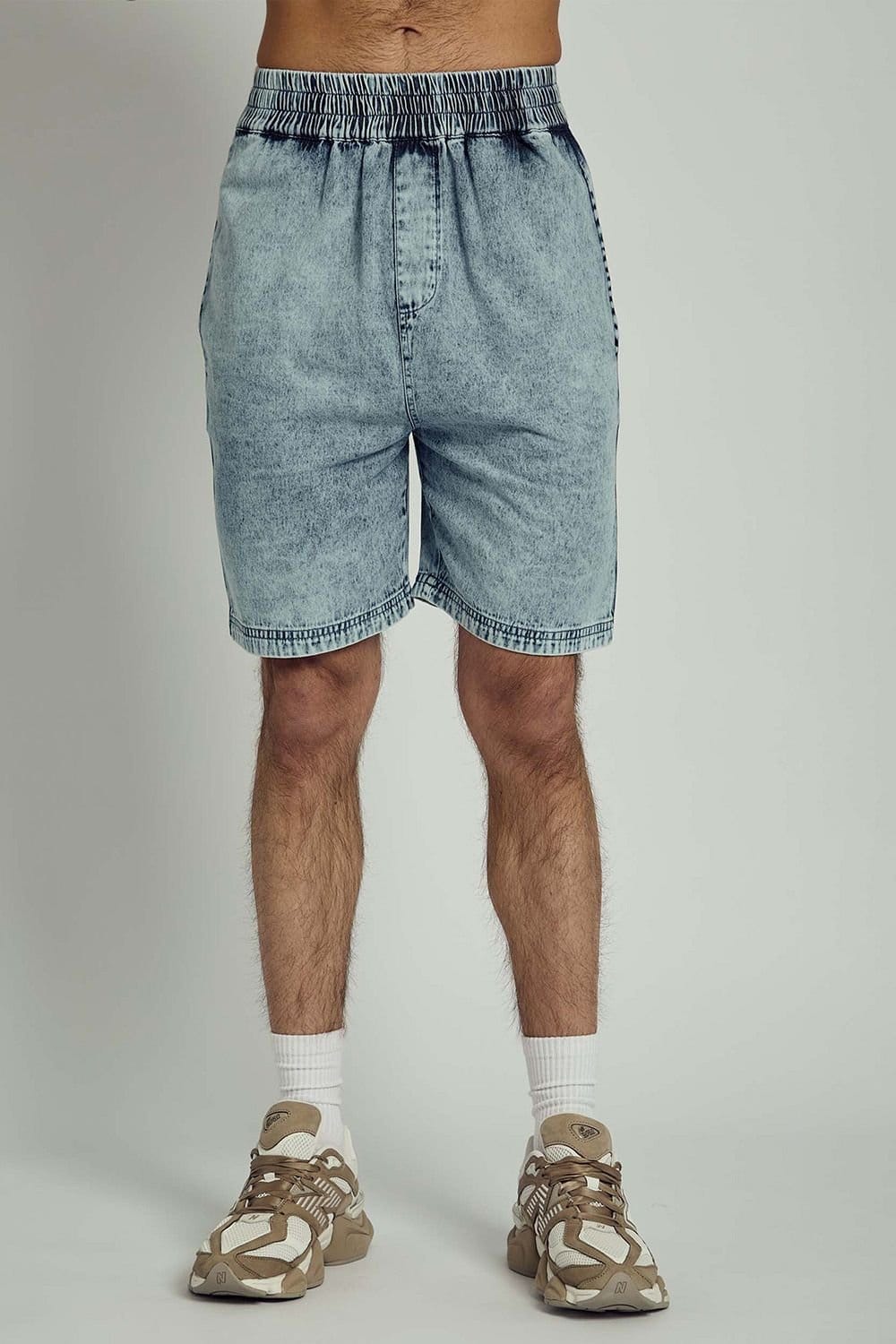Native Youth Native Youth Men's Cotton Washed Elasticated Denim Shorts in Blue - 1