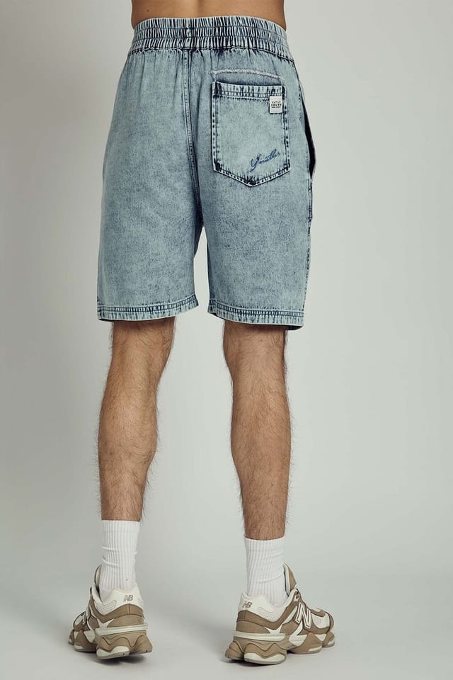 Native Youth Native Youth Men's Cotton Washed Elasticated Denim Shorts in Blue - 2