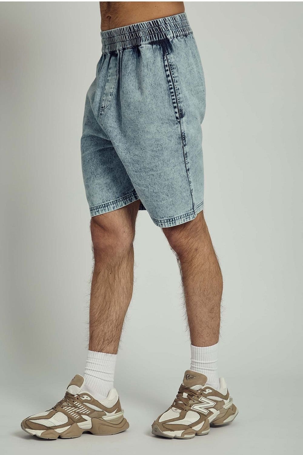 Native Youth Native Youth Men's Cotton Washed Elasticated Denim Shorts in Blue - 4