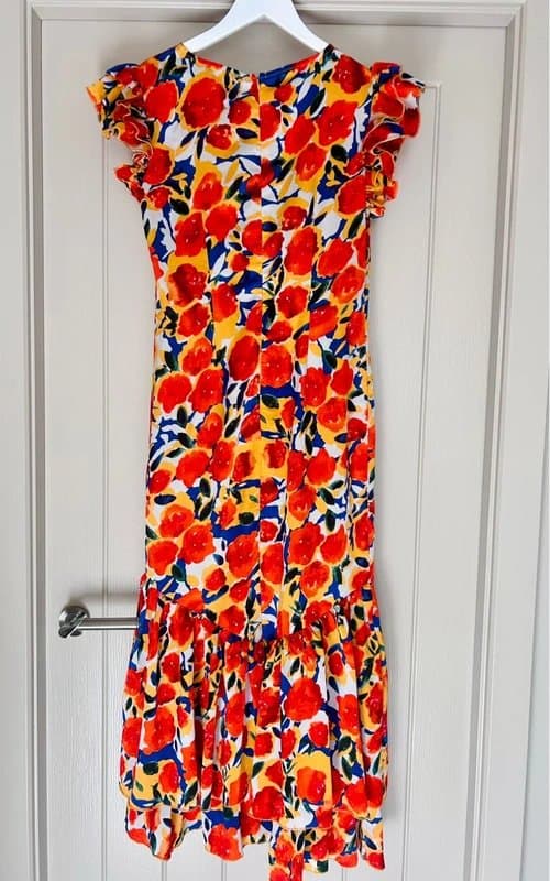 Never Fully Dressed Never Fully Dressed Floral Silk Dress Size 10 Orange/Red