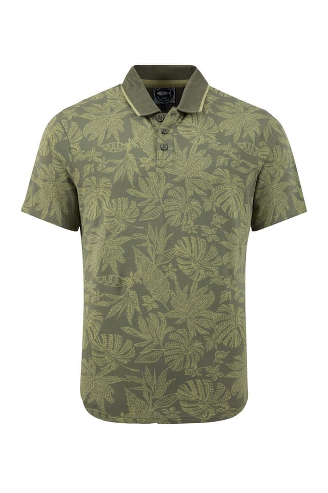 Weird Fish Weird Fish Men's Sarat Printed Polo Shirt in Olive - 2
