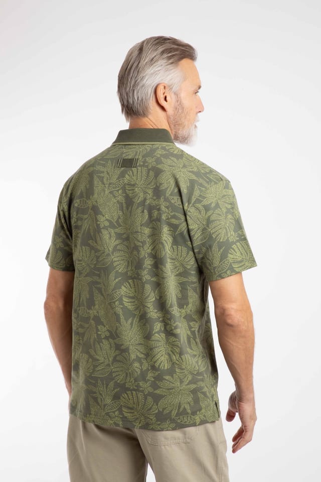 Weird Fish Weird Fish Men's Sarat Printed Polo Shirt in Olive - 3