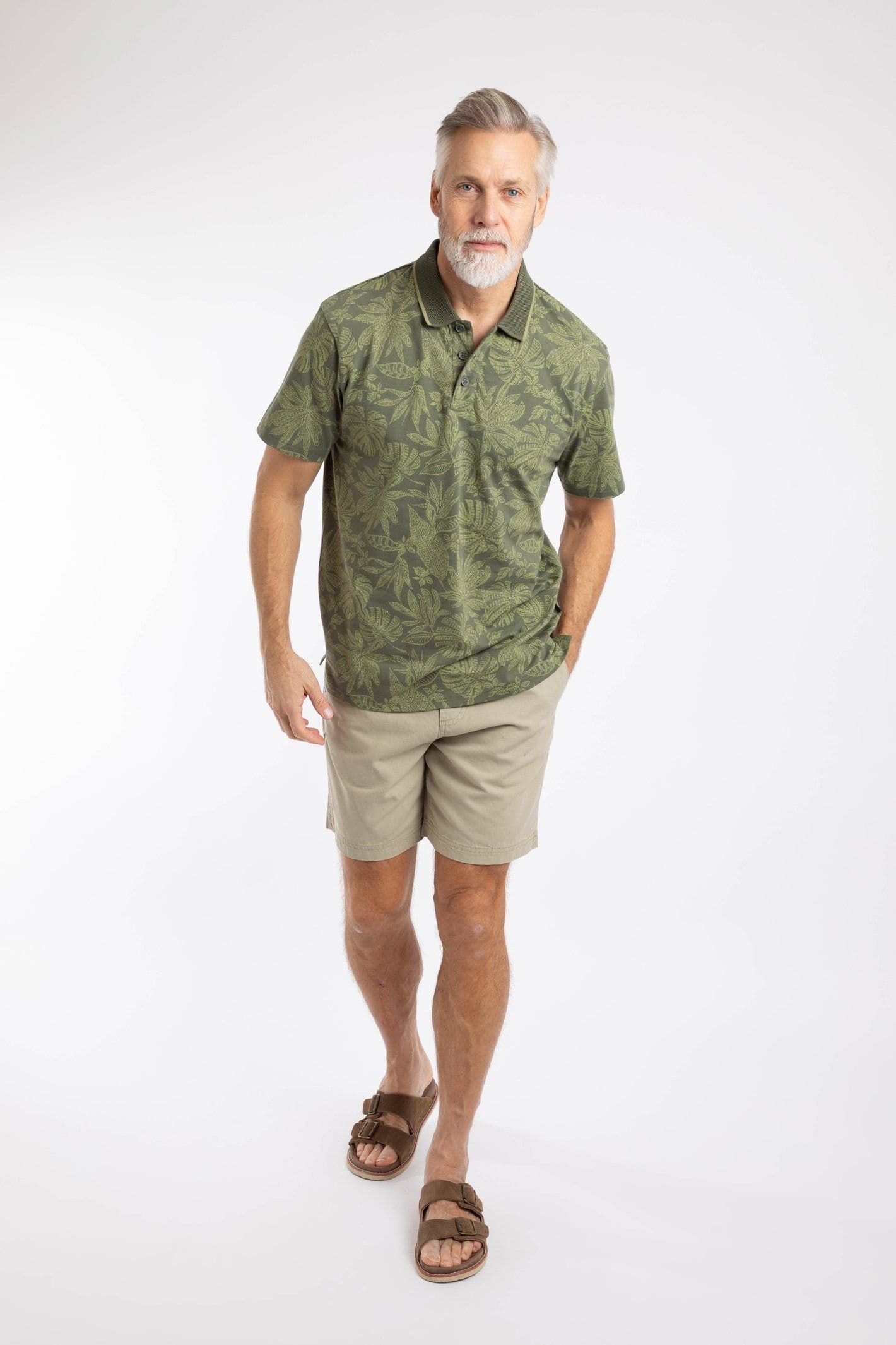 Weird Fish Weird Fish Men's Sarat Printed Polo Shirt in Olive - 4