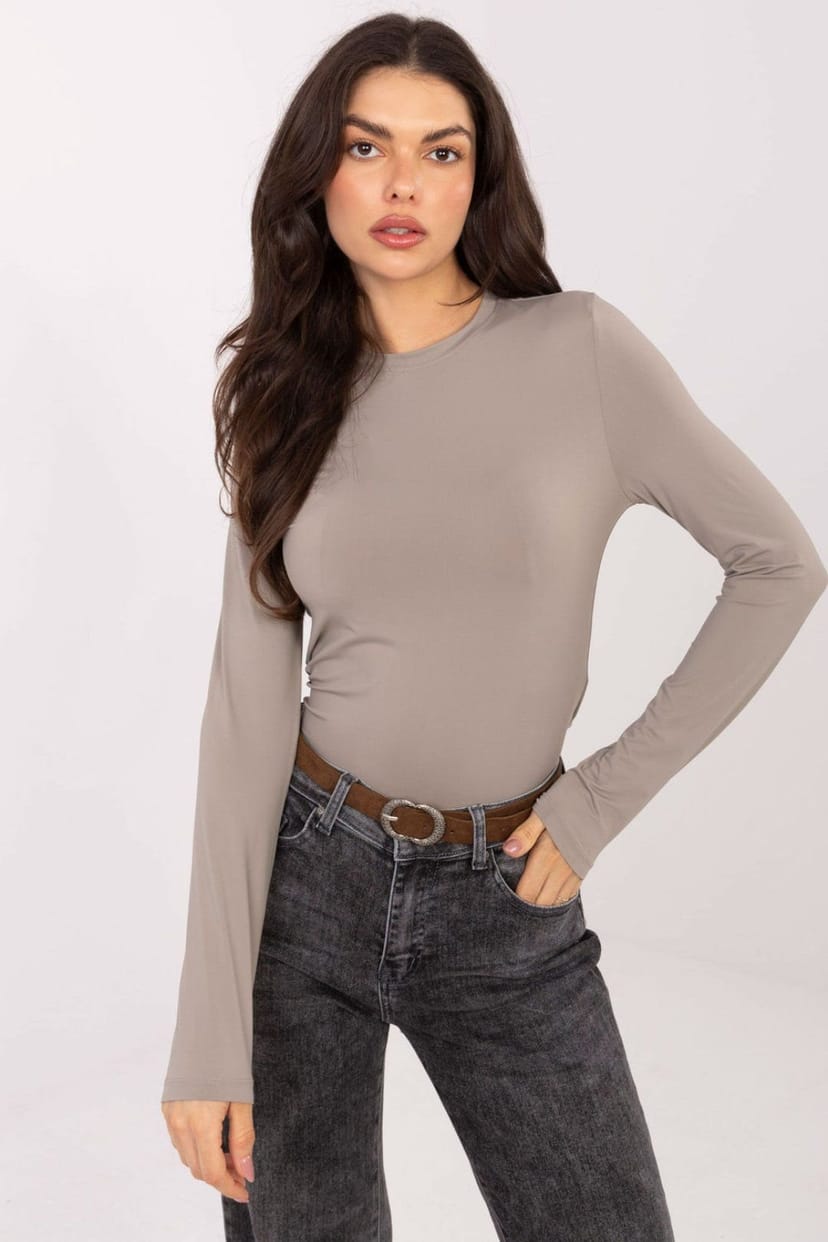 Love Lace Love Lace Women's Fitted Long Sleeve Blouse Round Neck in Beige - 1