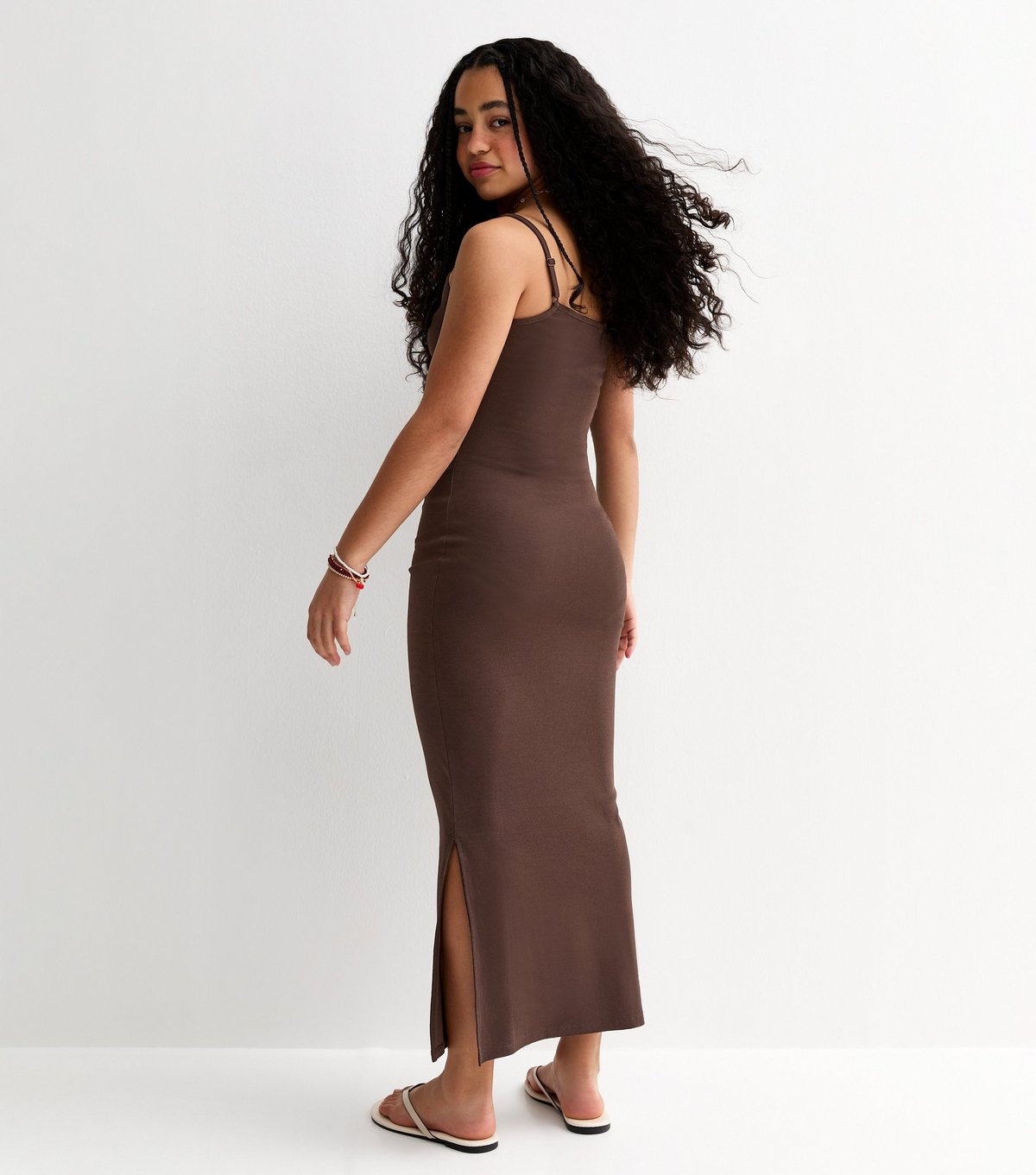 New Look Girls' Dark Brown Ruched Jersey Maxi Dress New Look - 4