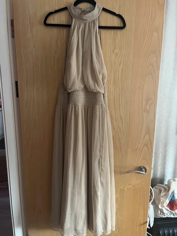 ASOS Beige halter neck midi dress