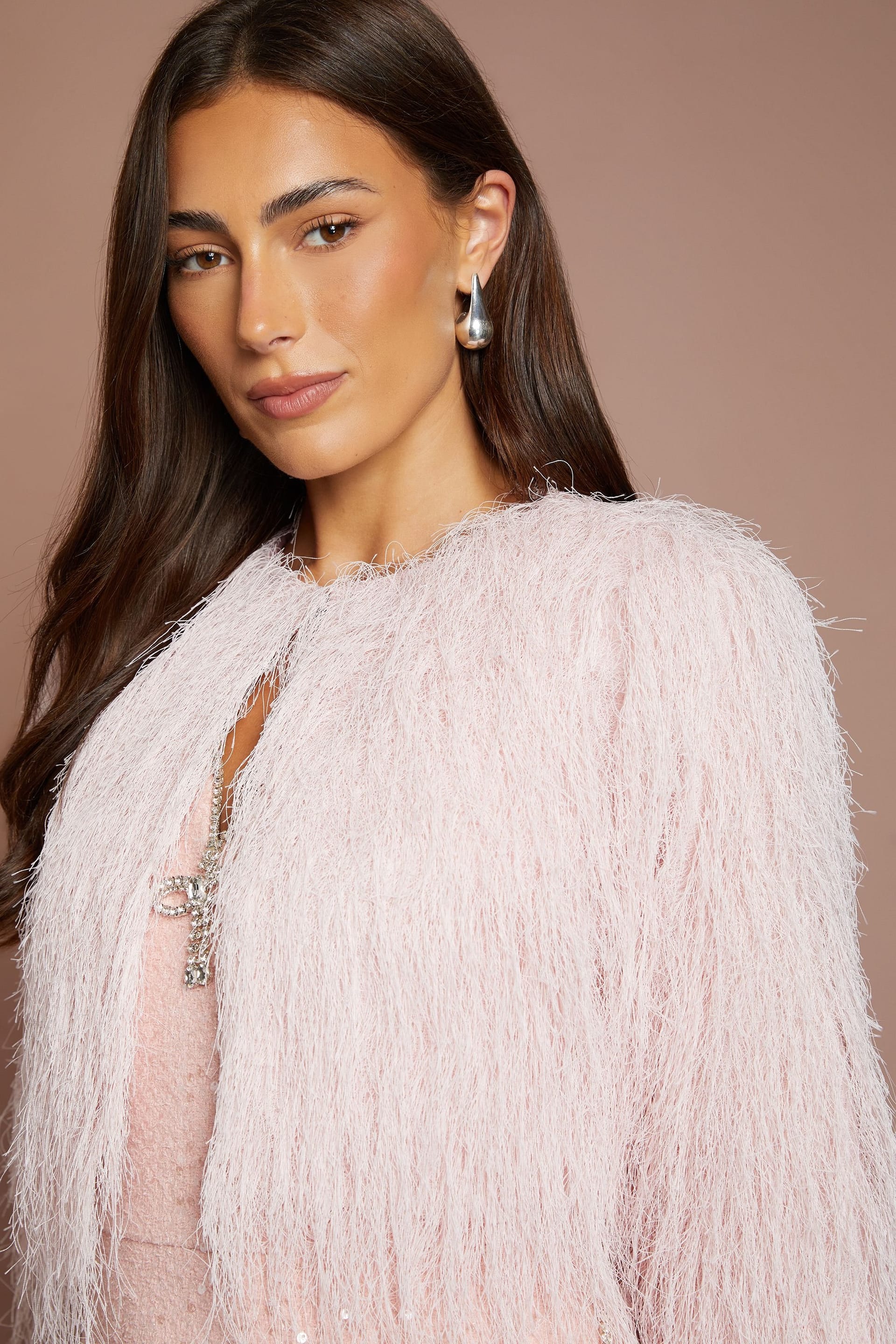 Coast Coast Women's Fringe Jacket in Blush - 4