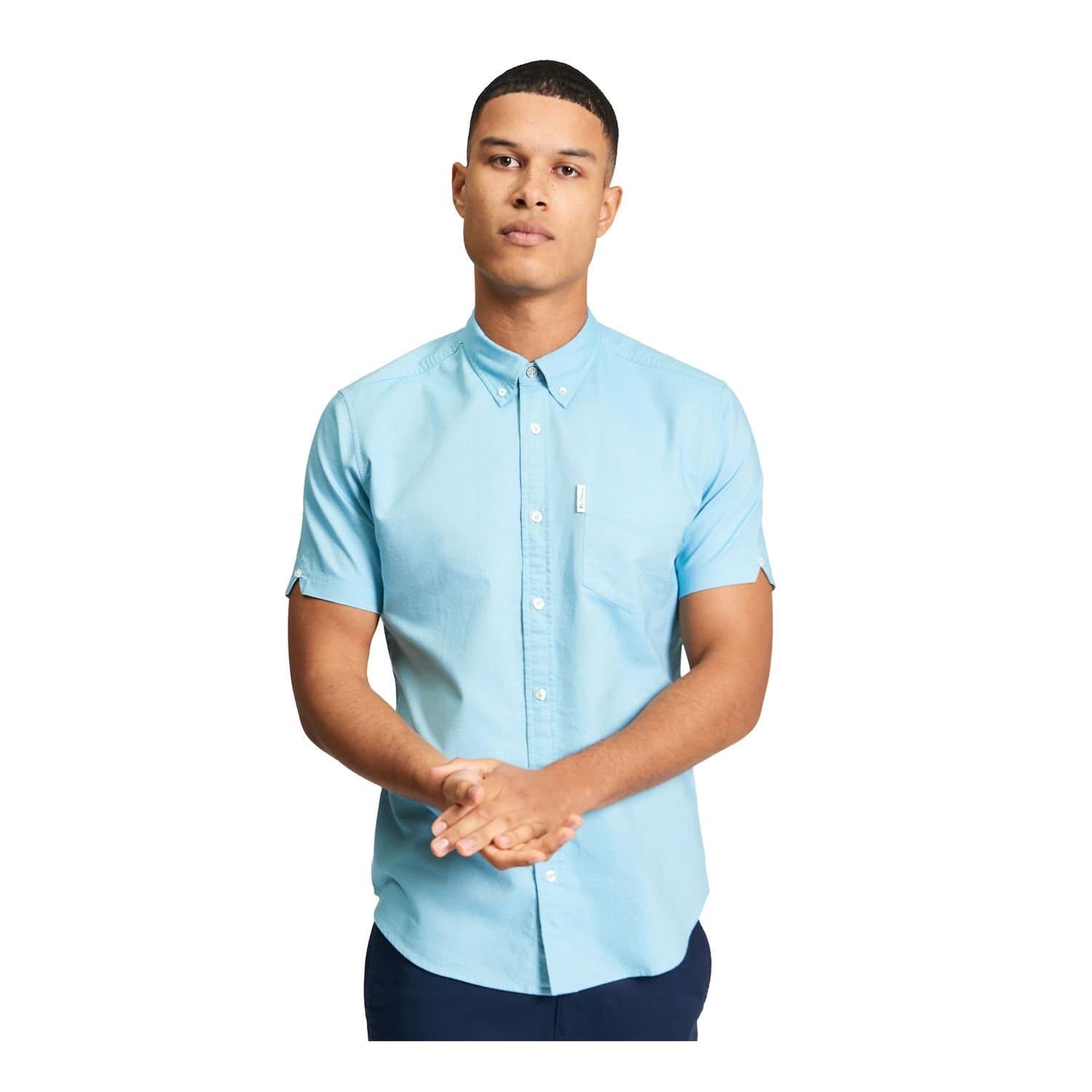 Ben Sherman Ben Sherman Men's Signature Oxford Short-Sleeved Shirt in Blue
