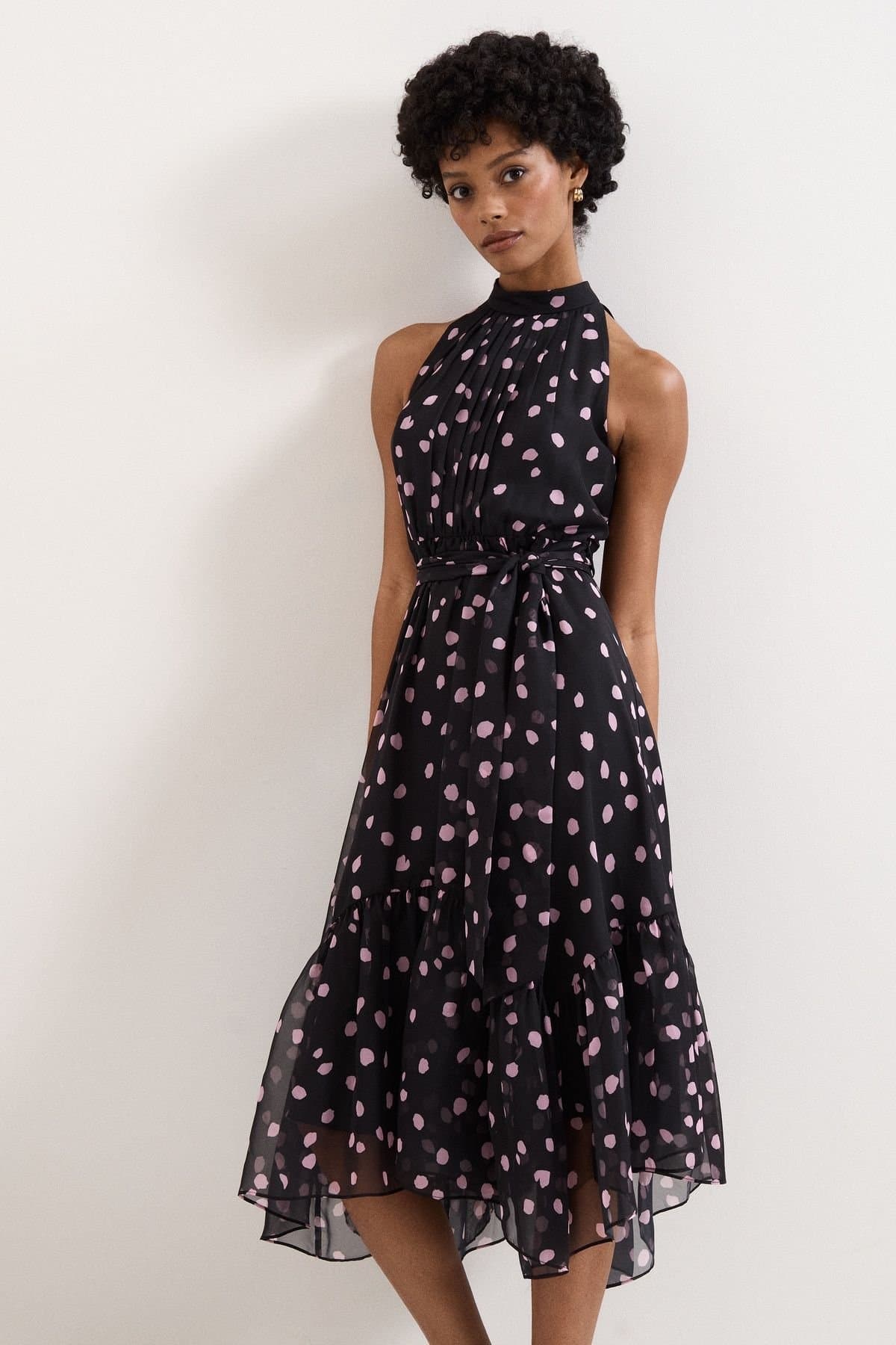 Phase Eight Phase Eight Women's Lucinda Sleeveless Halter Midi Dress in Black