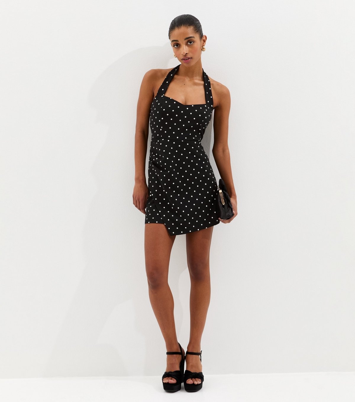 New Look Women's Black Polka Dot Halter Neck Mini Dress New Look - 3