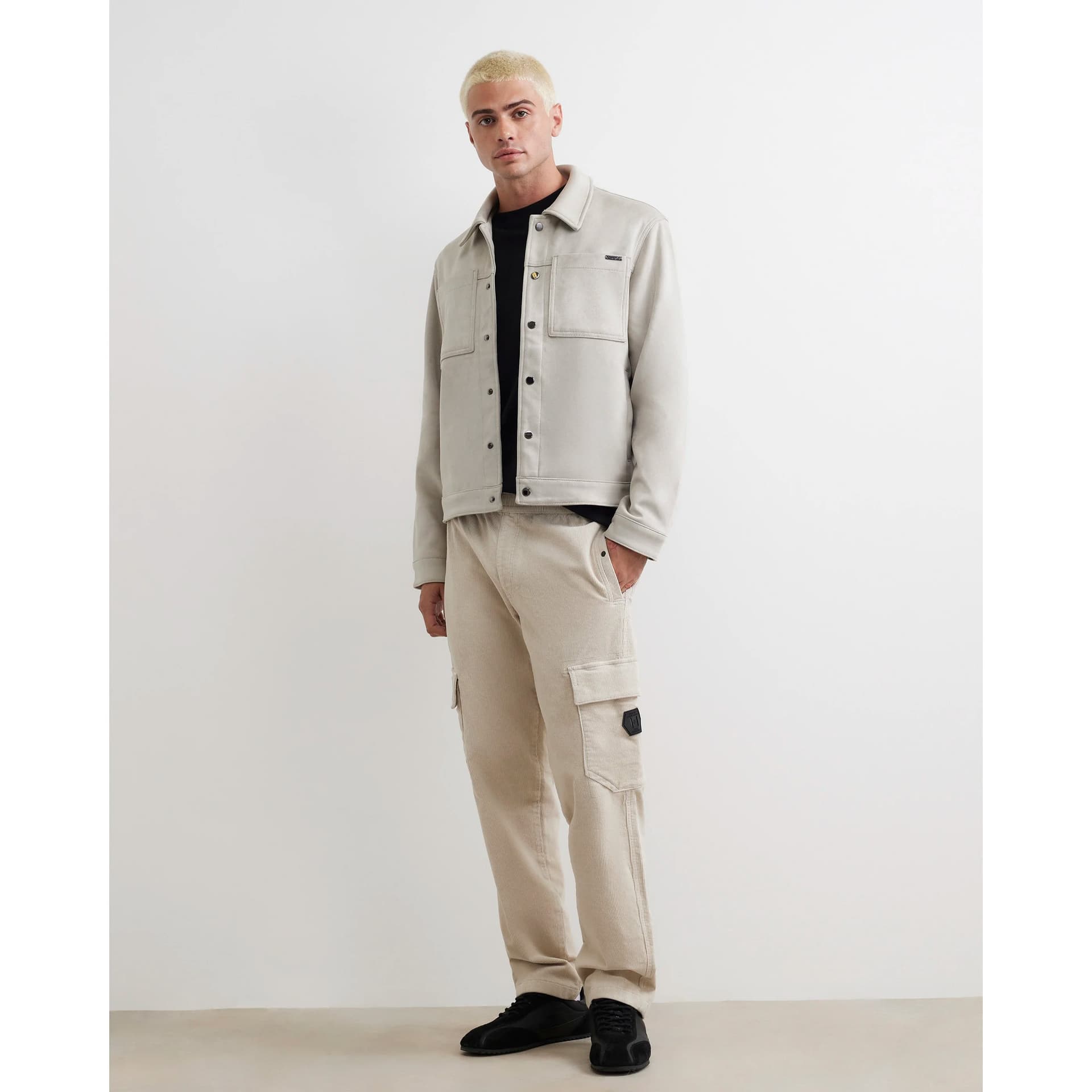 River Island Mens River Island Beige Loose Fit Corduroy Cargo Trousers