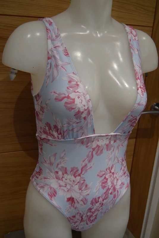 ASOS ASOS Posey Floral Print High Waist Plunge Swimsuit Size UK 4   k19