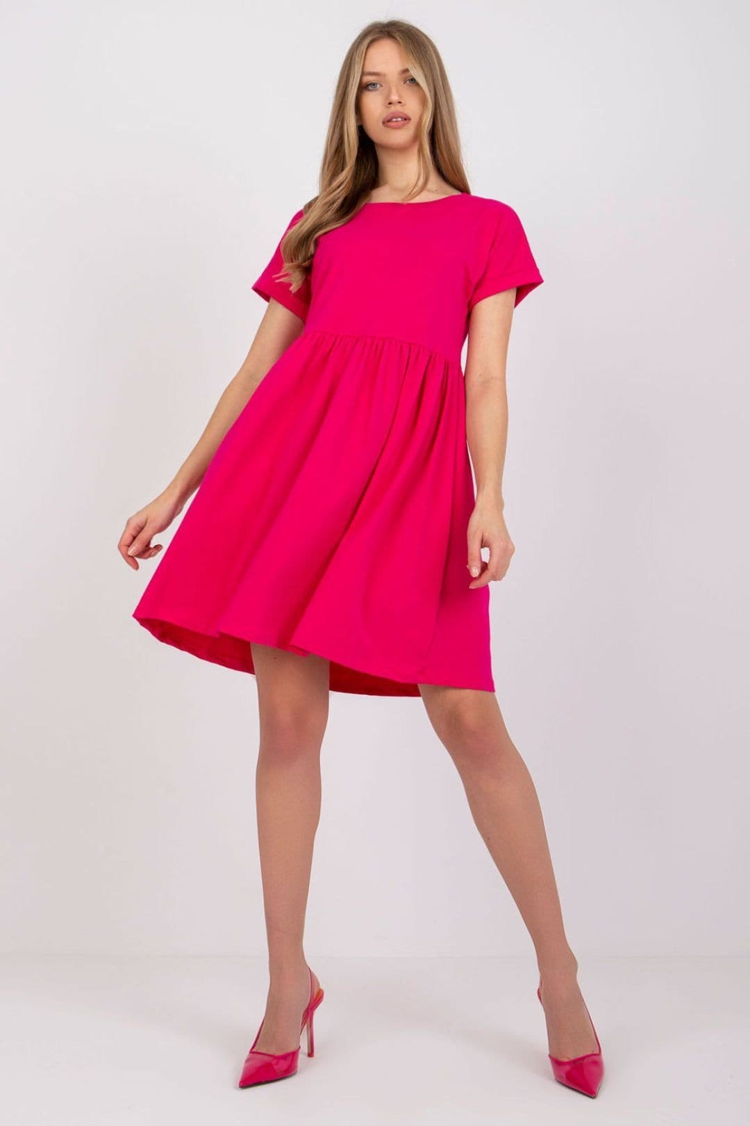 Love Lace Fuchsia Cotton Flared Dress