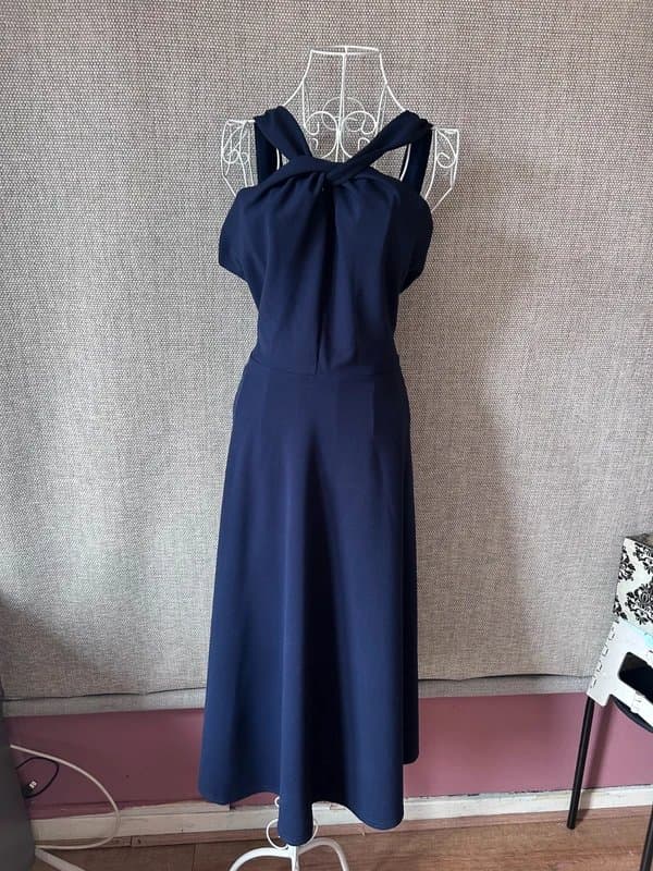 Quiz Quiz Navy Blue Halter Neck Midi Dress – Size 16 – BNWT holiday/wedding/occasion